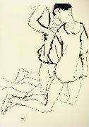 Egon Schiele Two Kneeling Figures Spain oil painting artist